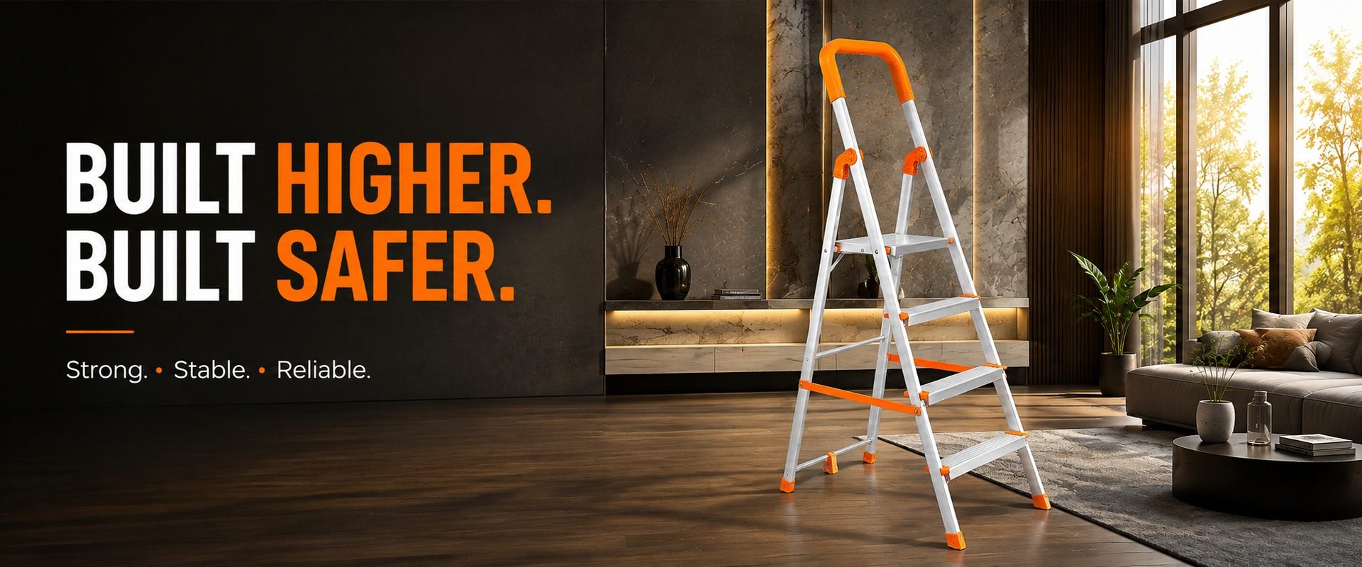 Built higher, built safer — the Mizu Ladder step ladder in a modern living room